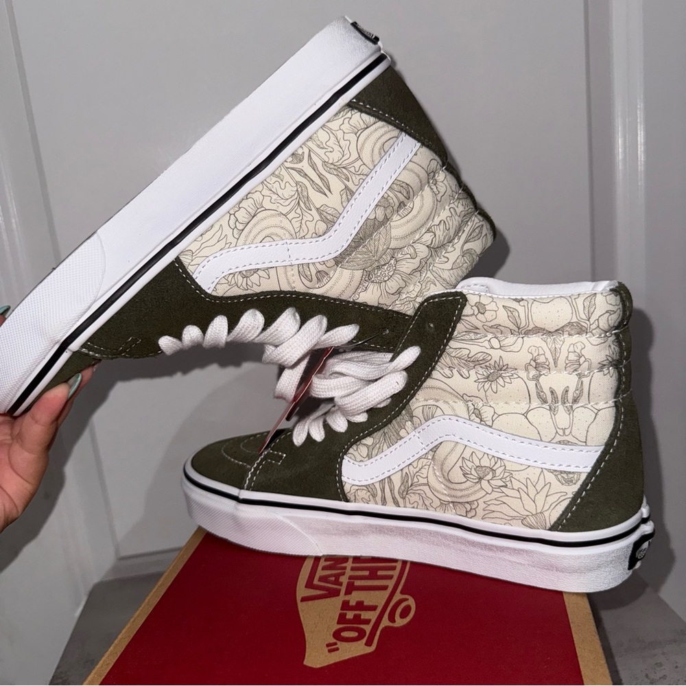 Vans Olive Green and White High Top Sneakers - Picture 6 of 7